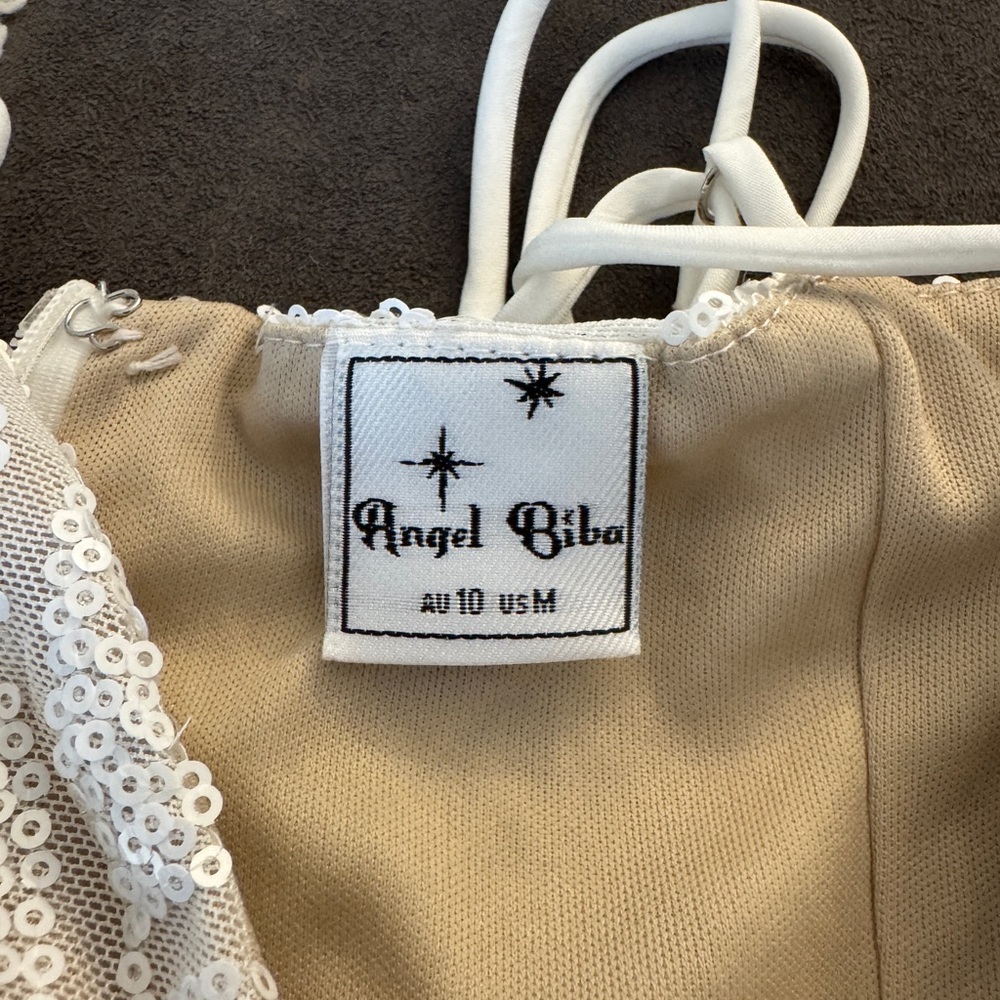 Elegant White Sequin Spaghetti Strap Summer Dress - Picture 5 of 5